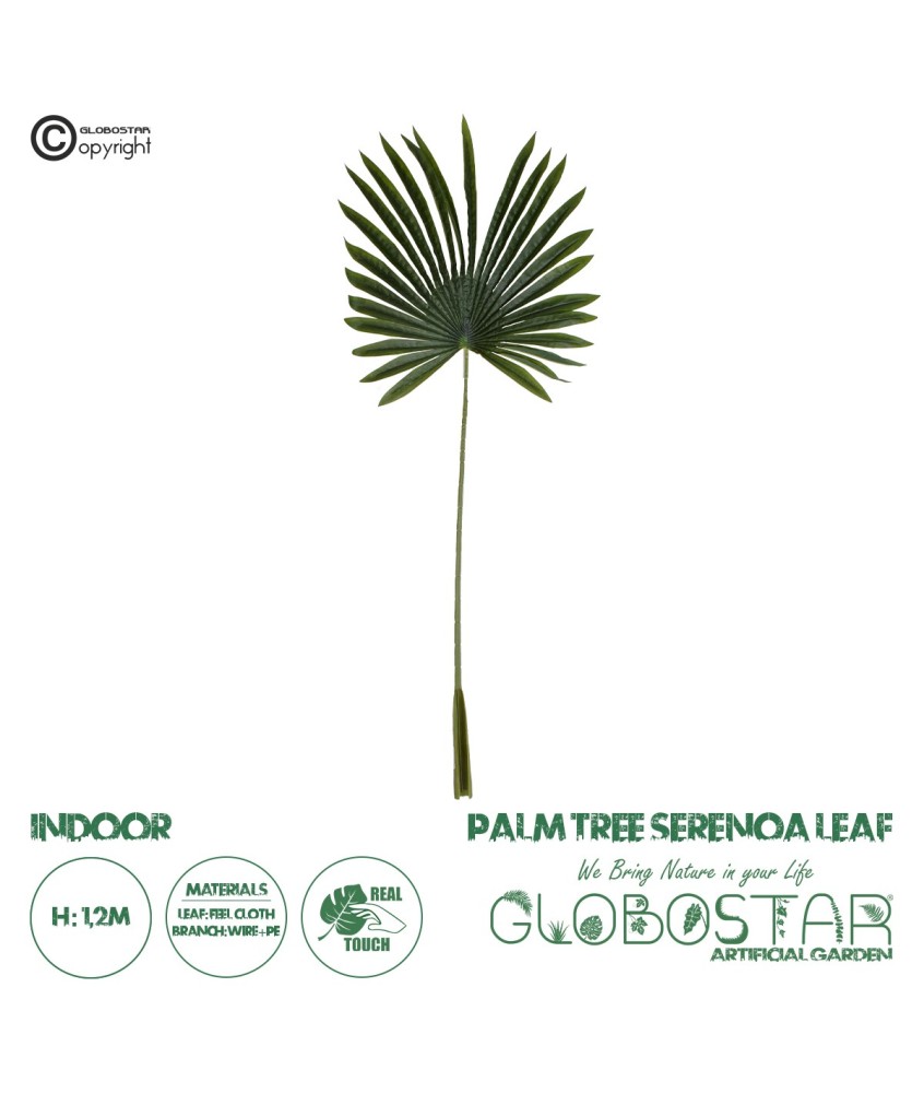 GloboStar® Artificial Garden SERENOA PALM LEAF 20173 Τεχνητό Διακοσμητικό Φύλο Φοινικόδεντρου Σερενόα Βεντάλια Π47 x Υ120cm
